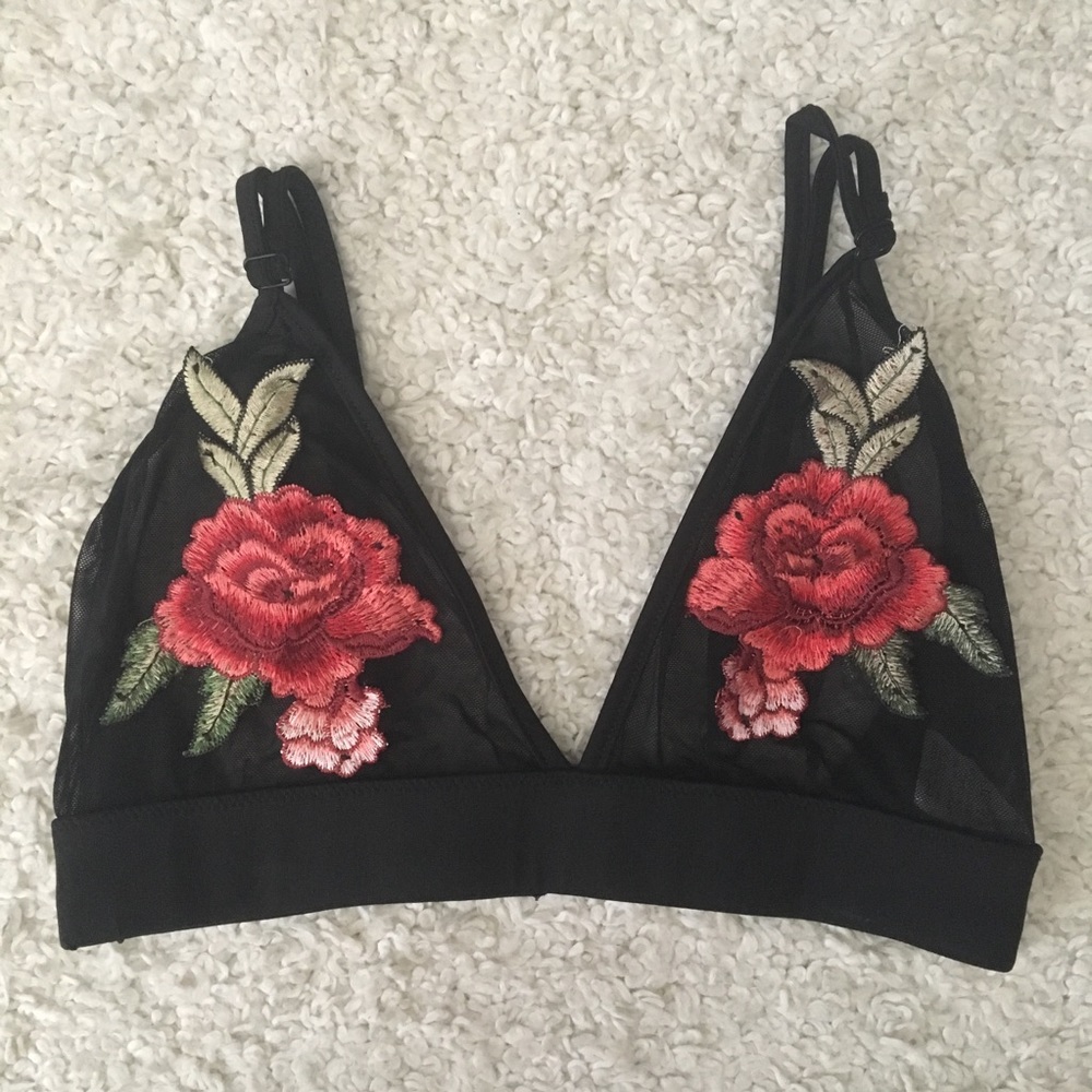 Rave Festival Mesh Embroidered Bralette